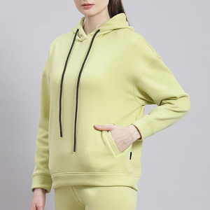 Sudadera con capucha de forro polar de moda para mujer, informal, de manga larga, estilo crop top - Product Image 1