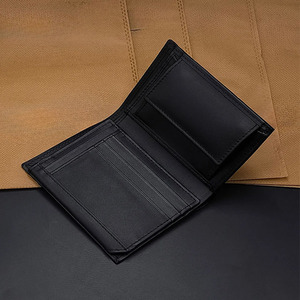 Vertical Black Leather <b>Wallet</b> Men Coin Pocket Multi Card Slot Flip Mesh ID Window Classic Smooth <b>Billfold</b> Section Cash Storage - Product Image 3
