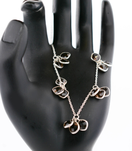 Bracelet artisanal en quartz fumé, argent sterling 925, avec pendentif en pierre précieuse marron taille coussin, chaîne réglable - Product Image 1