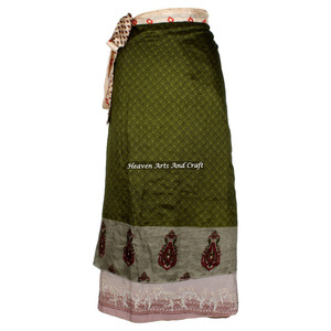 Falda Larga de Seda Sari 100% Vintage, Tienda en Línea de Faldas de Seda Indias al por Mayor, Fabricante y Mayorista de Faldas Envolventes de Seda - Product Image 5