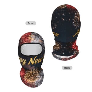 Masque facial unisexe en polyester à couverture intégrale, imprimé sérigraphié avec des paillettes de feux d'artifice du Nouvel An, pour adultes, à porter lors de fêtes - Product Image 1