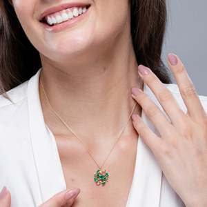 14K <b>Solid</b> <b>Gold</b> Natural Emerald Olive Branch <b>Pendant</b> Round Marquise Multi-Stone Fine Jewellery Anniversary Gift For Her 2026 - Product Image 2