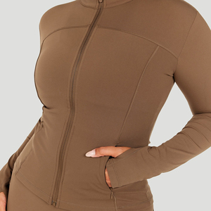 Sweat-shirt zippé à col montant pour femme, coupe ajustée, manches longues, haute qualité, vente en gros personnalisée - Product Image 1