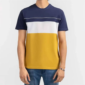 เสื้อยืดแขนสั้นผู้ชาย คอโอ ทรงลำลอง ผ้าถัก ดีไซน์เรียบ สีเหลือง ขาว กรมท่า - Product Image 5