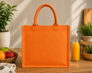 Bolsa de Compras de Yute Grande Naranja con Diseño de Hojas para Compras, Elegir la Naturaleza, Elegir la Vida - Product Image 6