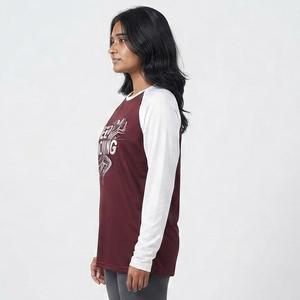Printed Raglan Oversize T-Shirt <b>Women's</b> Long Sleeve Crew Neck Loose Fit Tee Casual Wear 100% Cotton Jersey Tee <b>Top</b> Ladies - Product Image 4