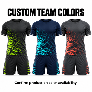 Ensemble maillot et short de football unisexe à motifs éclair, col rond, séchage rapide, écologique, 100 % polyester, kit de football personnalisé OEM pour équipe - Product Image 4