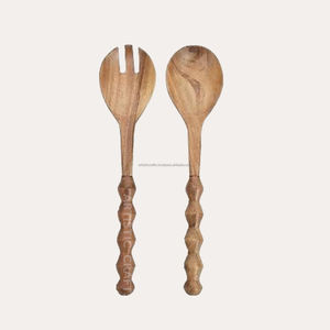 Madera de acacia, superventas, cuchillo de mantequilla de mango largo, juego de herramientas para ensalada, artesanías artísticas, utensilios para servir populares - Product Image 5