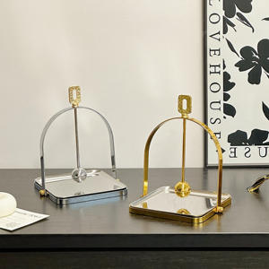 Glam Metal Napkin Holder With <b>Weighted</b> Arm Gold Square Tray Free <b>Standing</b> Tissue Dispenser Home Decor - Product Image 6
