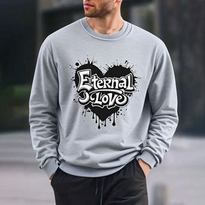 Sudadera de Manga Larga para Hombre, 100% Poliéster, Cuello Redondo, Holgada, Color Sólido, Estampada, para Otoño, Comercio Exterior - Product Image 3