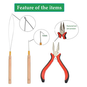 Kit d'outils professionnel pour extensions de cheveux : Mini-pince à cheveux à 3 trous avec aiguille de micro-tirage et anneaux de boucle pour cheveux - Product Image 3