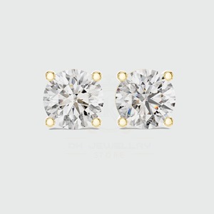 4 Carat Round Moissanite Drop <b>Stud</b> & Dangle Earrings 18K Gold Plated Wedding Jewelry - Product Image 1