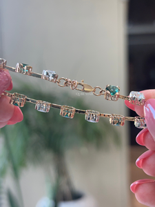 Luxury <b>Cushion</b> Lab Grown Diamond Tennis Bracelet 6.20 Ct Emerald Alternating Halo Link 14K Gold IGI Certified Fine Jewelry Gift - Product Image 3