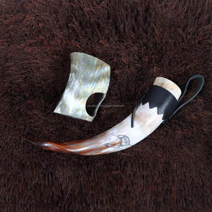 Cuerno de búfalo antiguo más vendido, cuerno para beber vino, estilo Animal raro con soporte para cinturón de cuero fabricado en la India - Product Image 4