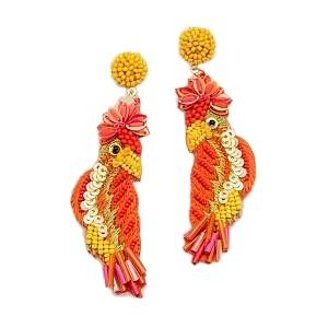 Pendientes de Cangrejo Rojo con Diseño Magnífico, Hechos a Mano con Cuentas y Bordados, Joyería para Niñas de la India - Product Image 6