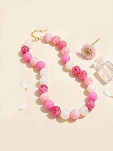 Unisex Fashion Resin <b>Beaded</b> <b>Necklace</b> with Geometric Design Handmade Trendy Look Gift - Product Image 2