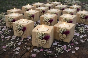 Wood <b>Tea</b> <b>Light</b> Holder Set Round Handmade Candle Holder for Home Decoration - Product Image 6