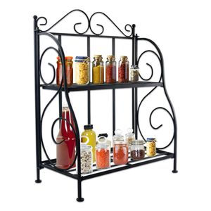 Scaffale Pieghevole a 2 Ripiani Nero per Cucina e Bagno, Migliora l'Organizzazione del Piano di Lavoro - Product Image 1