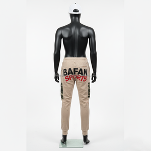 Premium 320 GSM algodón poliéster polar tela camello marrón sobre estampado estilo cargo logotipo personalizado Transferencia de Calor pantalones de hombre lavados - Product Image 5