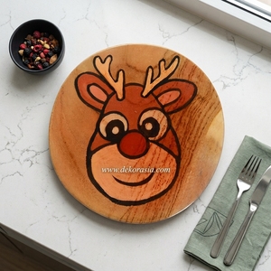 Sous-verres en bois de teck faits à la main, design de Noël personnalisé, écologiques, pour café, thé, boissons, accessoires de table, 10 cm - Product Image 5