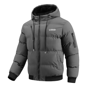 Chaqueta Acolchada con Capucha para Hombre, Gruesa y Cálida para Invierno, con Cierre de Cremallera, Color Sólido, Relleno de Poliéster - Product Image 1