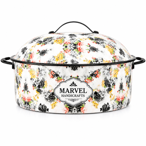 Olla térmica de acero inoxidable con aislamiento de Marvel Handicrafts, cacerola con estampado floral blanco, tazón para servir alimentos calientes, artículos de cocina de primera calidad - Product Image 1