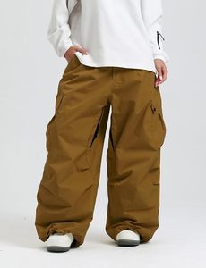 Men's Brown Waterproof Ski <b>Pants</b> With Cargo Pockets And Button Closure For Snow Sports - Product Image 2