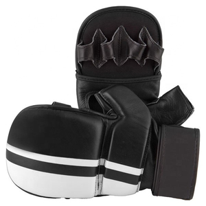 Gants de MMA demi-doigts personnalisables pour hommes en cuir de vachette véritable, lacés, anti-humidité, pour sacs de sable et Muay Thai, prix d'usine, vente en gros - Product Image 3