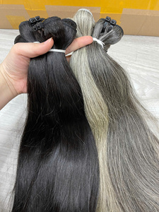 Extensions de cheveux humains gris argenté de luxe – Densité maximale – Réutilisables - Product Image 4