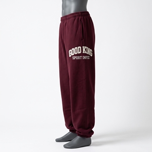 Pantalones deportivos holgados de felpa para hombre, color burdeos, beige, con bordado de letras en arco, puños elásticos, estilo jogger, rojo vino, pantalón de chándal holgado - Product Image 3