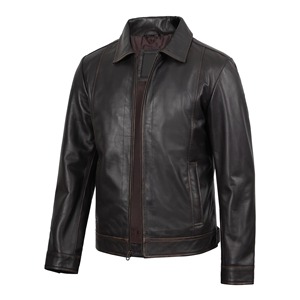 Veste en cuir pour hommes, vente en gros, pour usage extérieur, col montant, vestes en cuir pour hommes - Product Image 4