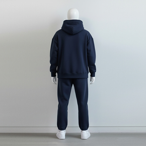 Ensemble de survêtement bleu marine personnalisé pour homme – Hoodie et pantalon de jogging amples en molleton épais – Style streetwear - Product Image 4