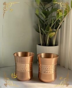 SwamiG TradeX Curve Hammered Copper Luxury Tumbler-Leak-Proof Reusable <b>Large</b> Capacity Portable Matte Finish Dishwasher Food <b>Safe</b> - Product Image 2