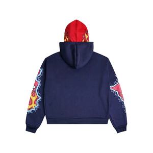 Alta calidad 100% algodón serigrafía sudaderas con capucha de gran tamaño al por mayor de los hombres personalizados de cara completa con cremallera doble Sudadera con capucha - Product Image 3