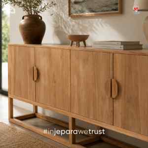 Australian Style Solid Teak Wood <b>Sideboard</b> Cabinet Modern Scandinavian Buffet <b>Storage</b> Cabinet Custom Size Handmade Jepara - Product Image 2