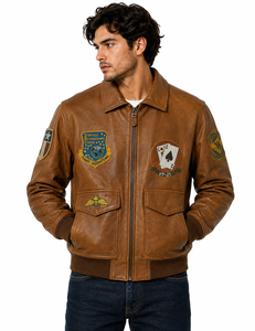 <b>Brown</b> Soft <b>Leather</b> <b>Men</b> <b>Jacket</b> Slim Fit Biker Motorcycle Outerwear Winter Fashion Outerwear Modern Slim Fit Wholesale Manufactur - Product Image 2
