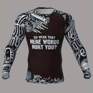 OEM ODM Mens Rash Guard Men Sublimation <b>Printed</b> Spandex Bjj Rash Guard Gym <b>Surfing</b> Diving Rashguard Compression Shirts MMA Shirt - Product Image 4