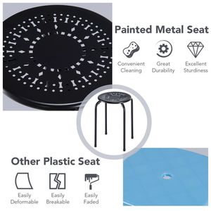 Ensemble de 6 tabourets de bar ronds en métal sans dossier, design Daisy multifonctionnel, empilables - Product Image 6