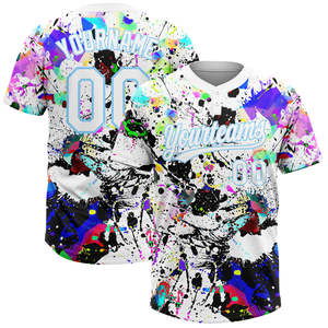 Camiseta de Béisbol Personalizada con Diseño de Salpicaduras de Pintura, Unisex, sin Cuello, para Adultos, de Poliéster, Manga Corta, para Todas las Temporadas - Product Image 1