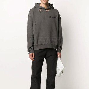Premium Streetwear Distressed <b>Hoodie</b> For Men Trendy Pullover With High Quality Fabric Blend - Product Image 2