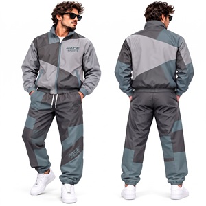 mens maroon slate grey white windbreaker <b>jacket</b> <b>trousers</b> set <b>waterproof</b> shell contrast panel activewear wholesale - Product Image 4