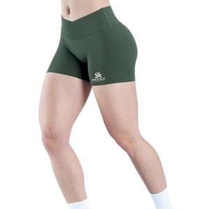 Shorts Deportivos para Mujer, Color Verde Oscuro, Cintura Alta, Elásticos, para Gimnasio, Fitness, Running, Yoga, Entrenamiento - Product Image 3