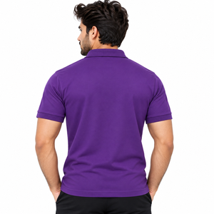 Polo de Manga Corta Negro Sólido para Hombre, Camiseta Casual de Punto con Cuello de Botones, Polo de Algodón de Manga Corta para Hombre - Casual de Verano - Product Image 3