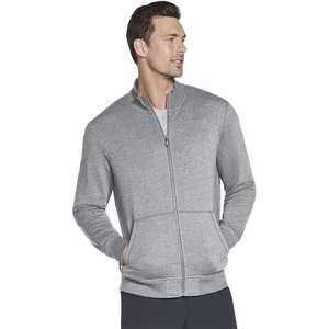 Sweat-shirt bleu à fermeture éclair pour homme, couleur unie, coupe décontractée, col montant, manches longues, tricoté, pour l'automne - Product Image 4