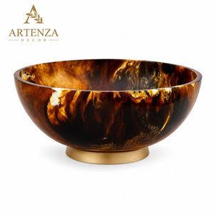 Bol de service en résine fait main, motif marbré, bol décoratif pour salade et fruits, pour la maison, les fêtes et les mariages - Product Image 1
