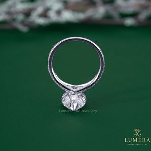 Classic Pear Cut Lab Grown Diamond Bridal Engagement <b>Ring</b> 14K White Gold Micro Pave <b>Split</b> Shank <b>Ring</b> - Product Image 3