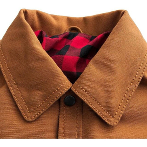 Men's Heavy Cotton Canvas Breathable Waterproof Pattern <b>Work</b> Denim Jacket Custom Made Size Winter <b>Stand</b> Collar Non-Hooded High - Product Image 3