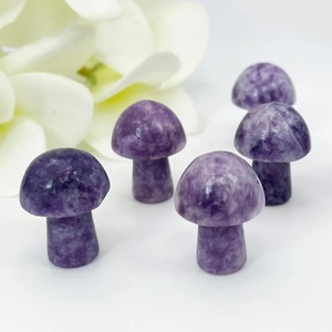 Sculpture de champignon en Lépidolite naturelle, cristal de guérison violet pour la méditation Reiki, décoration Feng Shui, vente en gros - Product Image 1