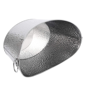 Seau à glace en métal martelé, grand récipient rectangulaire pour boissons avec poignées latérales, refroidisseur de glace pour la maison, les restaurants et les hôtels - Product Image 2