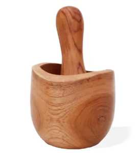 Skies Trader Vintage Pedestal Wooden Mortar and Pestle Set Manual Spice <b>Herb</b> <b>Grinder</b> Garlic Crusher Kitchen Grinding Bowl - Product Image 1